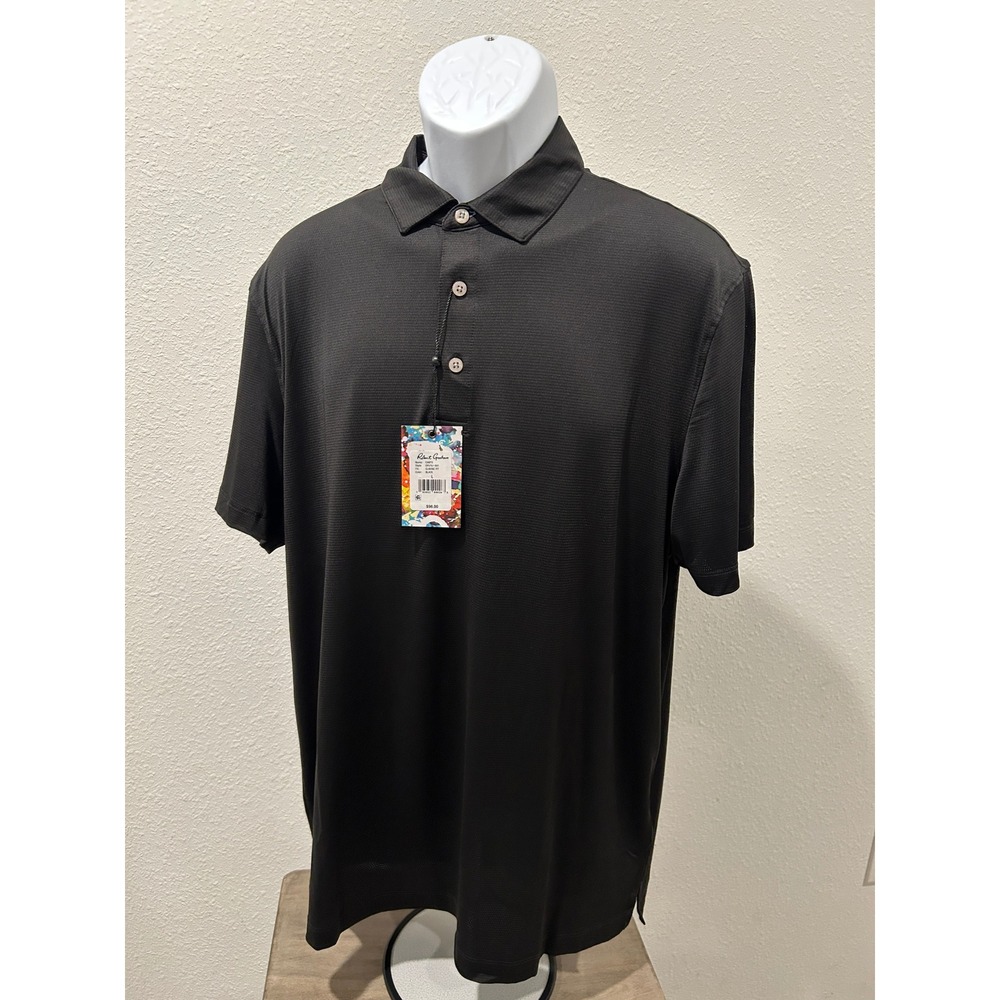 Robert Graham Canto Polo Shirt Mens Large Black Classic Fit Golf Short Sleeve